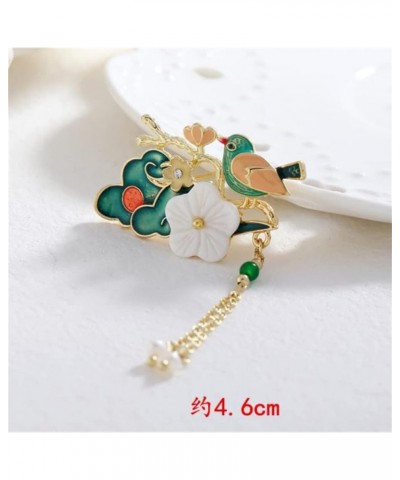 Colorful Magpie and Flower Brooch Chinese Style Chain Pearl Crystal Lapel Pin Brooch Cute Animal Bird Pin Badge Brooch Collar...