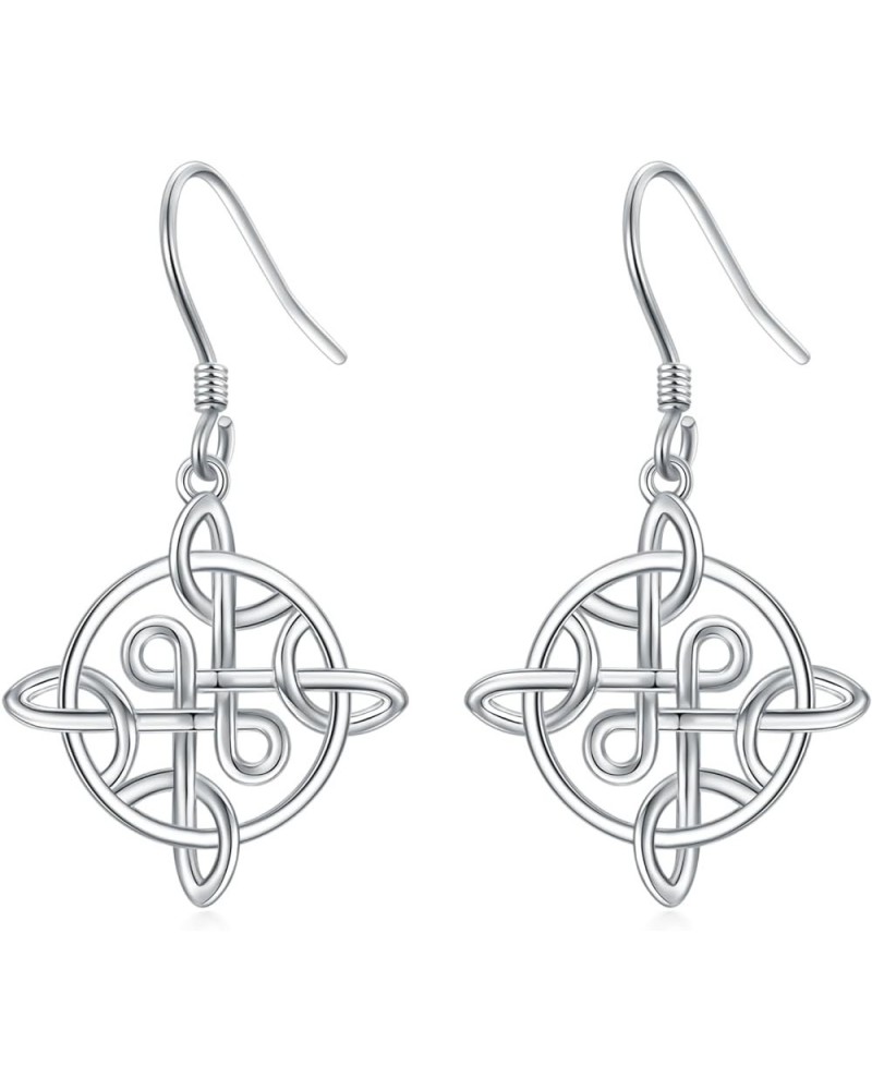 Celtic Knot Earrings for Women Sterling Silver Dangle Drop Hooks Earrings for Girls Irish Jewelry Birthday Christmas Gifts Ce...