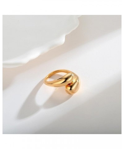 Chunky Open Rings for Women Gold Silver Adjustable Dome Teardrop Rings Bold Thick Statement Rings Simple Stackable Band Rings...