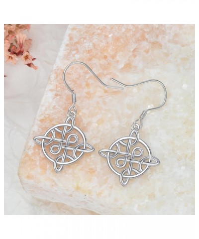 Celtic Knot Earrings for Women Sterling Silver Dangle Drop Hooks Earrings for Girls Irish Jewelry Birthday Christmas Gifts Ce...