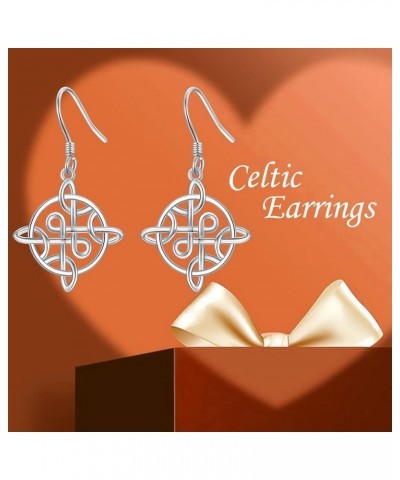 Celtic Knot Earrings for Women Sterling Silver Dangle Drop Hooks Earrings for Girls Irish Jewelry Birthday Christmas Gifts Ce...