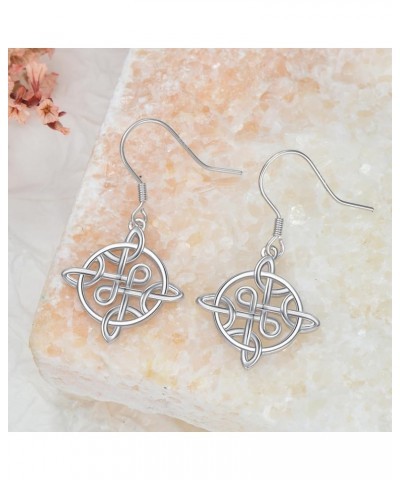 Celtic Knot Earrings for Women Sterling Silver Dangle Drop Hooks Earrings for Girls Irish Jewelry Birthday Christmas Gifts Ce...