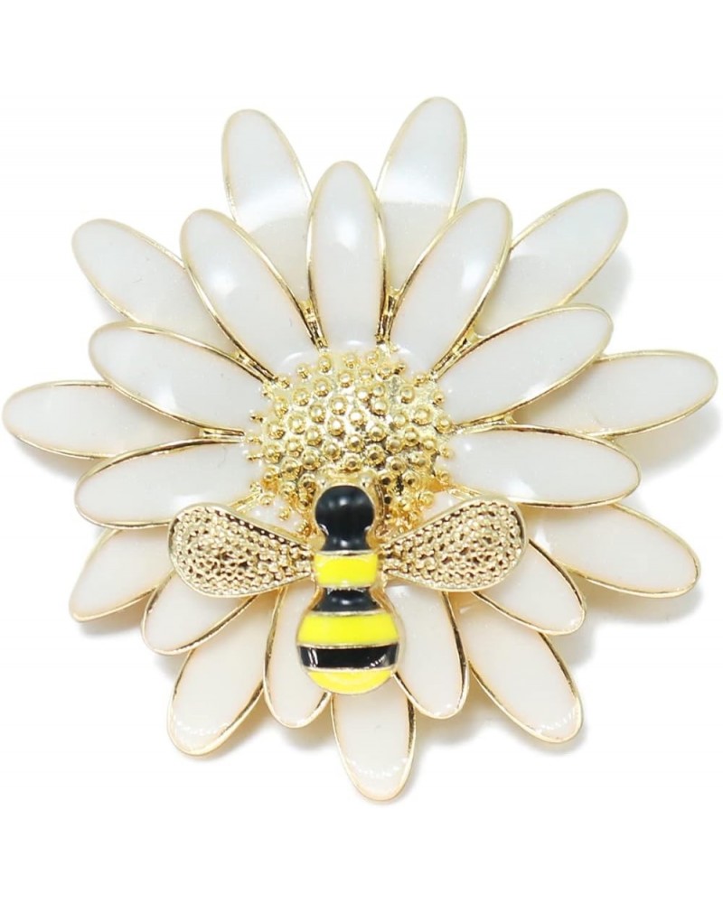 Enamel Daisy Flower Honey Bee Brooch Pins,Cute Sun Flower Insect Brooch Lapel Pin Shirt Coat Clothes Accessories for Women Gr...