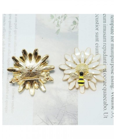 Enamel Daisy Flower Honey Bee Brooch Pins,Cute Sun Flower Insect Brooch Lapel Pin Shirt Coat Clothes Accessories for Women Gr...