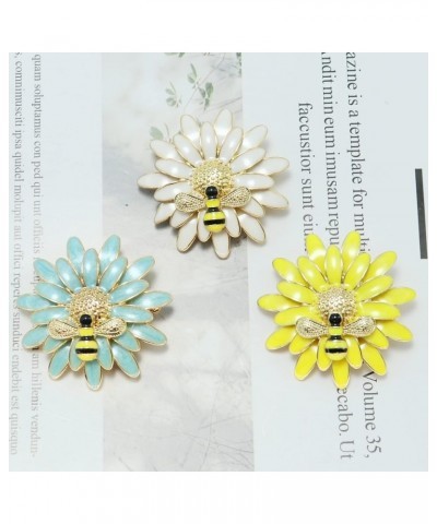 Enamel Daisy Flower Honey Bee Brooch Pins,Cute Sun Flower Insect Brooch Lapel Pin Shirt Coat Clothes Accessories for Women Gr...