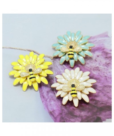 Enamel Daisy Flower Honey Bee Brooch Pins,Cute Sun Flower Insect Brooch Lapel Pin Shirt Coat Clothes Accessories for Women Gr...