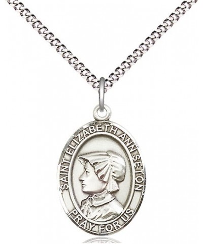 St. Elizabeth Ann Seton Medal in Fine Pewter, 3/4" Tall on a 18" Light Rhodium Clasp Chain $24.66 Necklaces