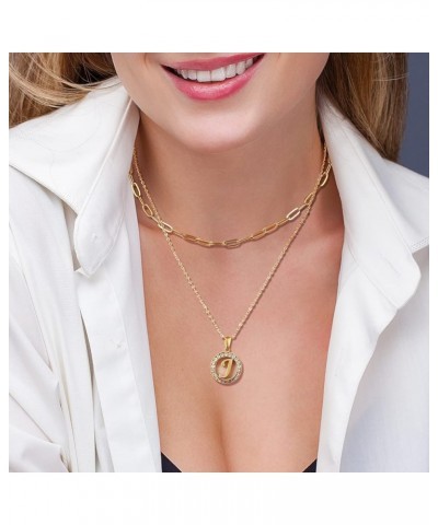 Initial Necklace for Women 18K Gold Plated Clavicle Chain Letter Pendant Necklace Layered Adjustable Choker Necklaces Papercl...