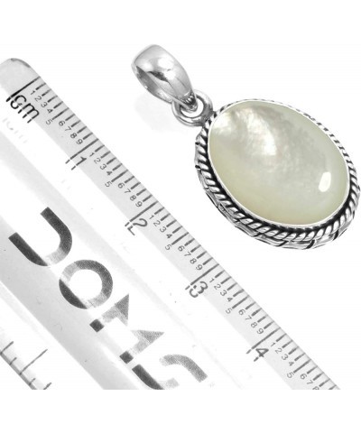 925 Sterling Silver Handmade Pendant for Women 12x16 Oval Gemstone Fashion Jewelry for Gift (99533_P) Mother Of Pearl $21.59 ...