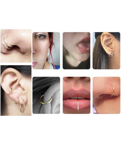 Hypoallergenic Nose Ring Hoop 2 piece Gitanium Surgical Steel Nose Hoop 20G 18G 16G 14G (6mm-14mm) Perforated Ring Nasal Cavi...