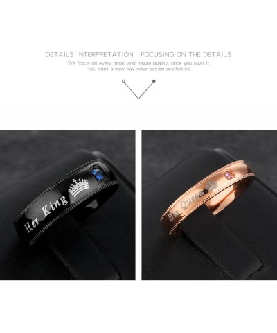 Couples Her King and His Queen Enagagement Bridal Ring Set 2PCS, Black Rose Gold Color His 11 Her 9 $9.85 Bracelets