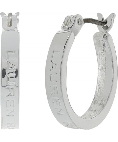 15 mm Logo Hoop Earrings One Size Silver $13.27 Earrings