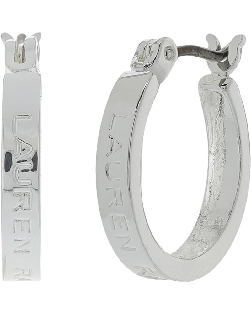 15 mm Logo Hoop Earrings One Size Silver $13.27 Earrings