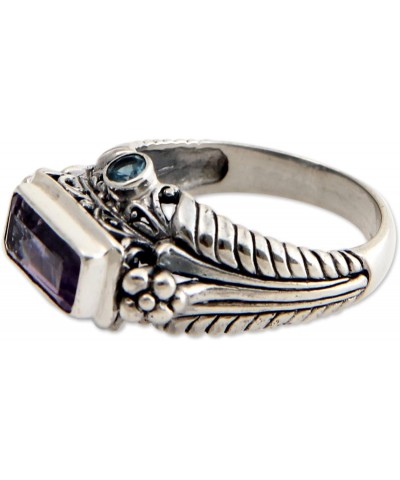 Artisan Handmade Amethyst Blue Topaz Cocktail Ring .925 Sterling Silver Purple Indonesia Birthstone 'Sea Temple' $27.30 Rings