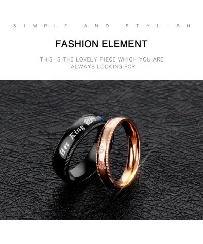 Couples Her King and His Queen Enagagement Bridal Ring Set 2PCS, Black Rose Gold Color His 11 Her 9 $9.85 Bracelets