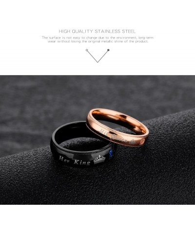 Couples Her King and His Queen Enagagement Bridal Ring Set 2PCS, Black Rose Gold Color His 11 Her 9 $9.85 Bracelets