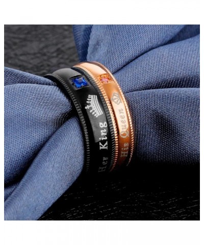 Couples Her King and His Queen Enagagement Bridal Ring Set 2PCS, Black Rose Gold Color His 11 Her 9 $9.85 Bracelets