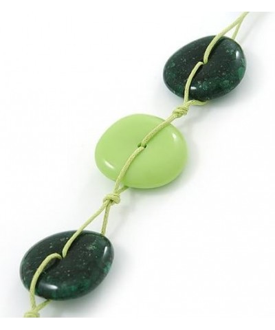 Long Resin Lime/Dark Green 'Button' Necklace On Cotton Cord - 84cm Length $17.99 Necklaces