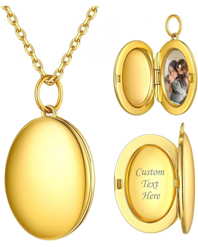 Personalized Oval Locket Pendant Necklace 925 Sterling Silver/18K Gold Plated Custom Photo Necklace Customized Picture Neckla...