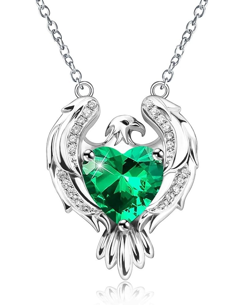 S925 Eagle Pendant Necklace Hawk with Crystal Ethnic Animal Necklace for Women Gifts 05-May Birthstone $13.23 Necklaces