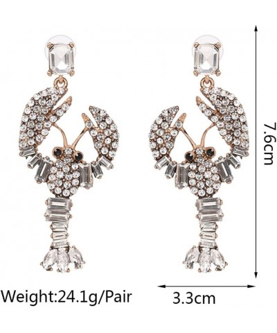 Fun Lobster Lightweight Acrylic Colorful Cute Animal Drop Dangle Statement Earrings for Women,Party Gifts Silver $8.50 Earrings