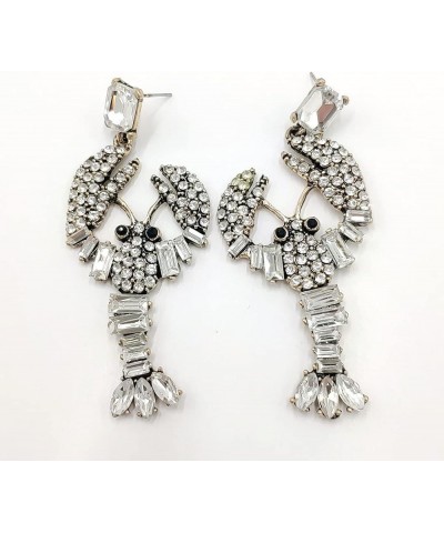 Fun Lobster Lightweight Acrylic Colorful Cute Animal Drop Dangle Statement Earrings for Women,Party Gifts Silver $8.50 Earrings