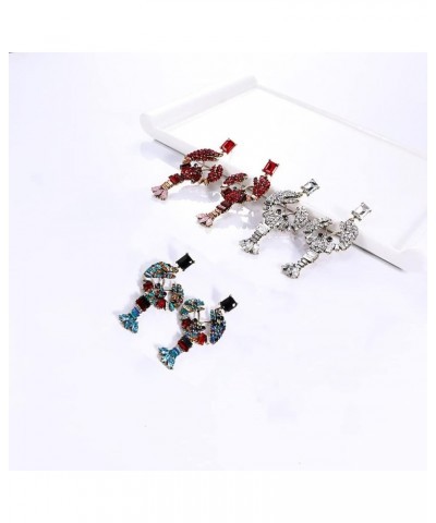 Fun Lobster Lightweight Acrylic Colorful Cute Animal Drop Dangle Statement Earrings for Women,Party Gifts Silver $8.50 Earrings