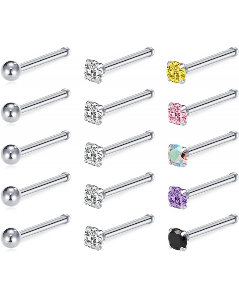 Nose Rings Studs Nose Studs for Women L Shaped Nose Ring Studs Surgical Steel Nose Piercing 18g 20g Nose Stud Corkscrew Nose ...