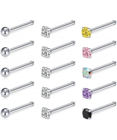 Nose Rings Studs Nose Studs for Women L Shaped Nose Ring Studs Surgical Steel Nose Piercing 18g 20g Nose Stud Corkscrew Nose ...