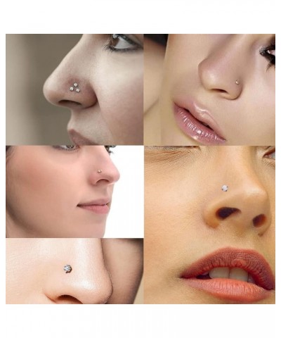 Nose Rings Studs Nose Studs for Women L Shaped Nose Ring Studs Surgical Steel Nose Piercing 18g 20g Nose Stud Corkscrew Nose ...