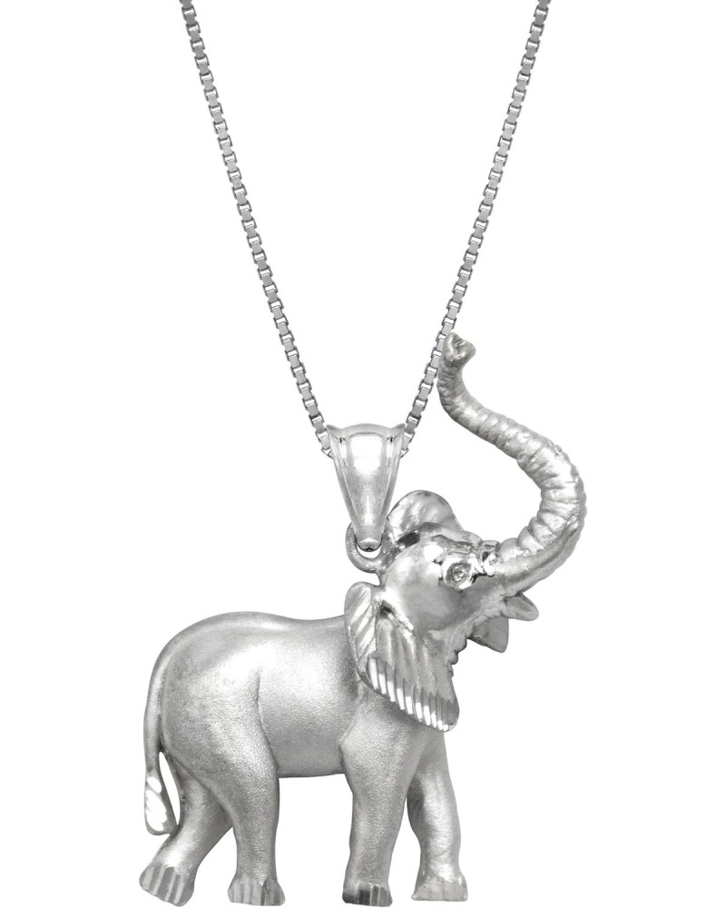 Sterling Silver Elephant Necklace Pendant with 18" Box Chain $25.73 Necklaces