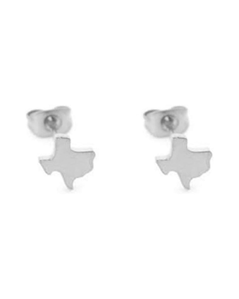 Tiny Texas State Map Stud Earrings for Women silver $10.99 Earrings