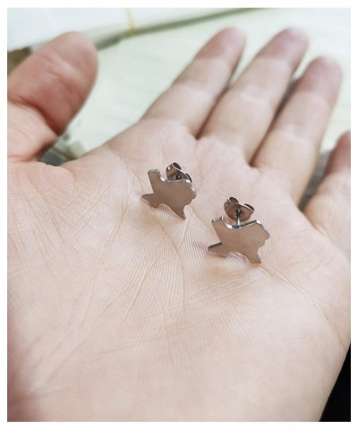 Tiny Texas State Map Stud Earrings for Women silver $10.99 Earrings