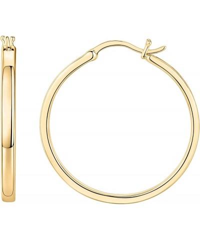 14K Gold Plated 925 Sterling Silver Post Lightweight Hoops | 20mm - 30mm Earring | Gold Hoop Earrings for Women 30 Millimeter...