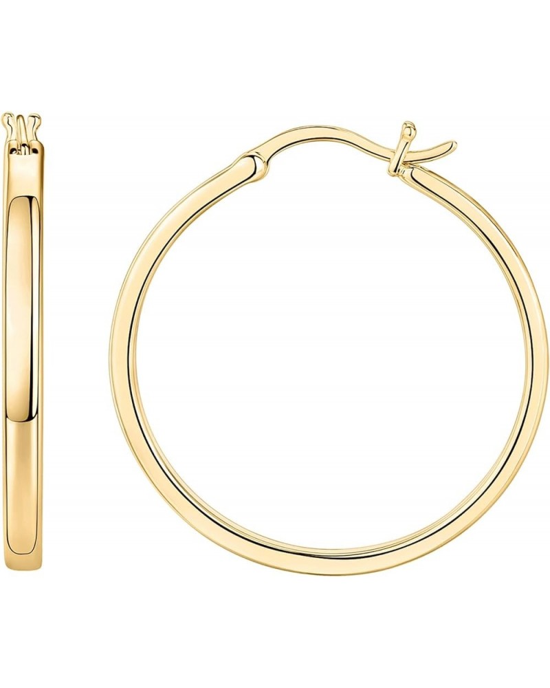 14K Gold Plated 925 Sterling Silver Post Lightweight Hoops | 20mm - 30mm Earring | Gold Hoop Earrings for Women 30 Millimeter...