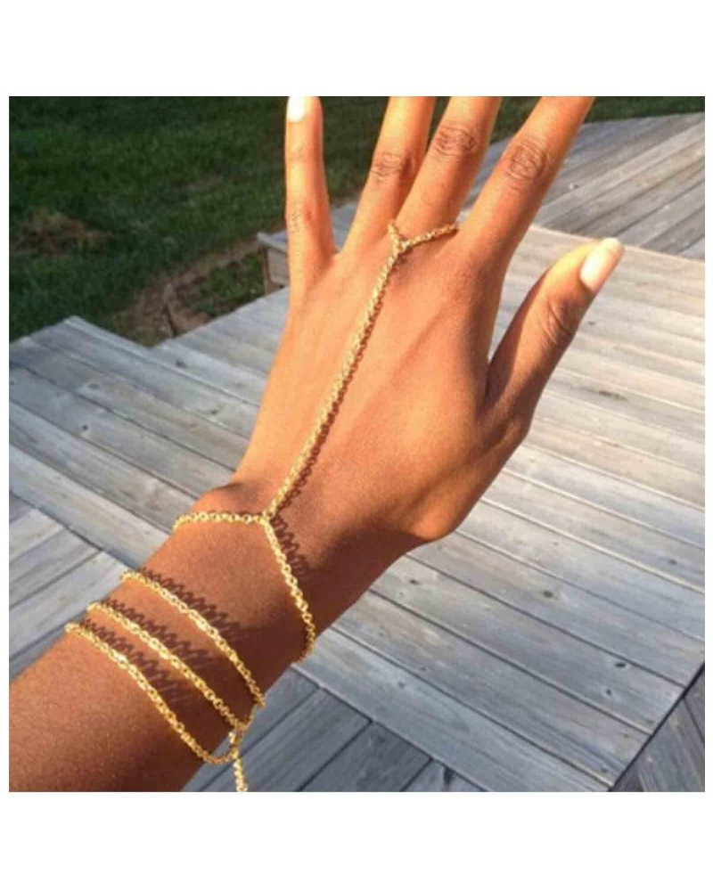 Boho Layered Finger Bracelet Gold Ring Wrist Bracelet Vintage Slave Bracelet Personlized Ring Chain Bracelet Hand Chain Jewel...