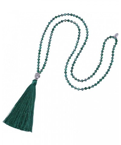 Tassel Charm Necklace Shiny Crystal Buddha Pendant Necklace Handmade Chain Necklaces For Women Dark Green 110 $10.82 Necklaces