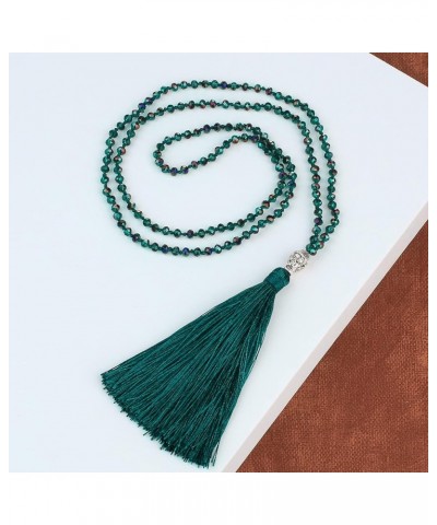 Tassel Charm Necklace Shiny Crystal Buddha Pendant Necklace Handmade Chain Necklaces For Women Dark Green 110 $10.82 Necklaces