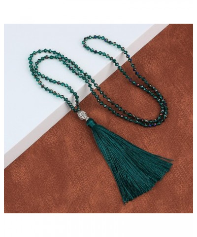 Tassel Charm Necklace Shiny Crystal Buddha Pendant Necklace Handmade Chain Necklaces For Women Dark Green 110 $10.82 Necklaces