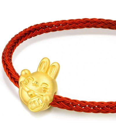 999 24K Solid Gold Mini Charm Maneki Usagi Rabbit Charm Blessing Bracelet for Women 93615C $80.00 Bracelets