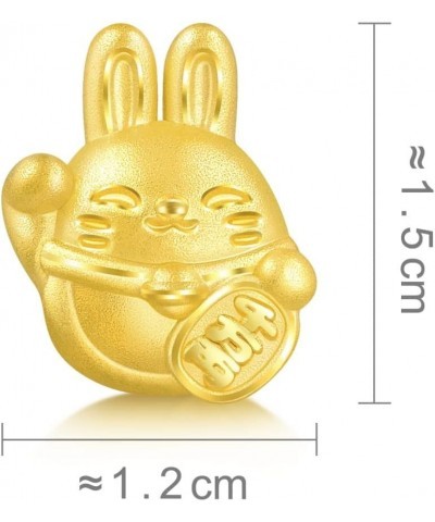 999 24K Solid Gold Mini Charm Maneki Usagi Rabbit Charm Blessing Bracelet for Women 93615C $80.00 Bracelets