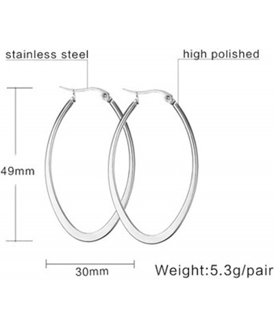 Titanium Stainless Steel Oval-shaped Hoop Earrings for Women Silver $6.62 Earrings