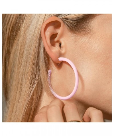 Colorful Big Hoop Earrings for Women, 80s Retro Neon Color Lightweight Hypoallergenic Large C Shape Open Huggie Hoop Earrings...