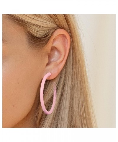 Colorful Big Hoop Earrings for Women, 80s Retro Neon Color Lightweight Hypoallergenic Large C Shape Open Huggie Hoop Earrings...