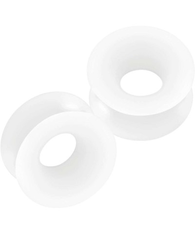 2PCS Silicone White Double Flared Saddle Stretcher Ear Tunnel Gauge Plug Earring Lobe Piercing Jewelry Pick Size F:2PCS-9/16 ...