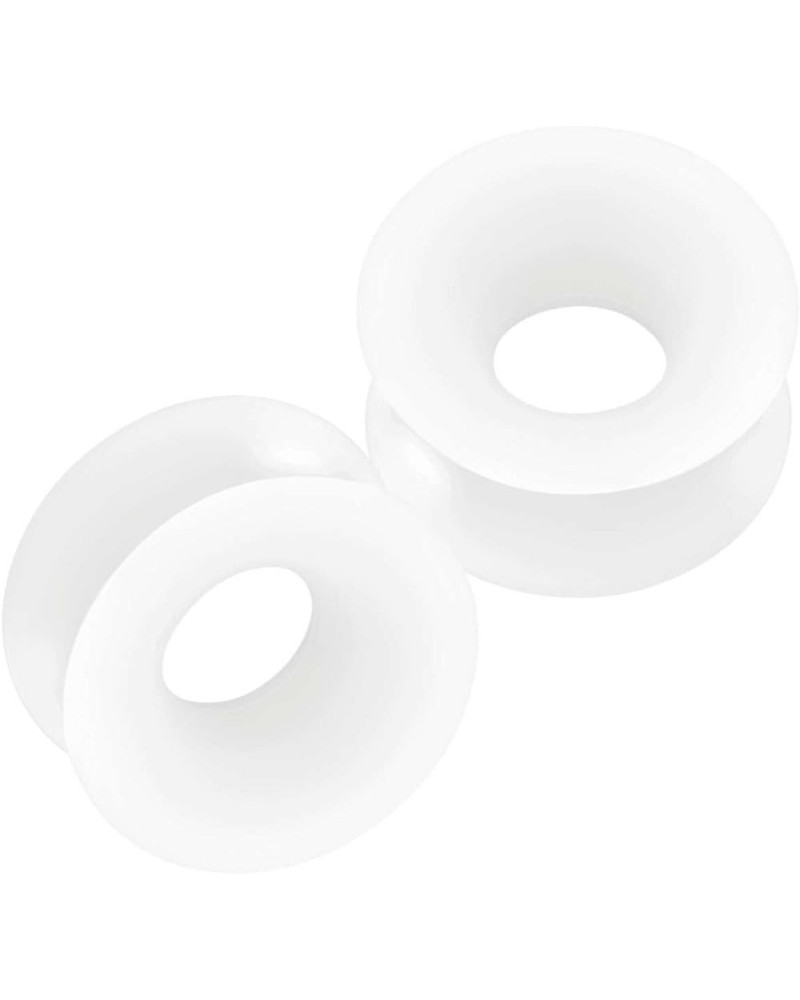 2PCS Silicone White Double Flared Saddle Stretcher Ear Tunnel Gauge Plug Earring Lobe Piercing Jewelry Pick Size F:2PCS-9/16 ...