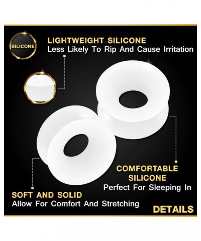 2PCS Silicone White Double Flared Saddle Stretcher Ear Tunnel Gauge Plug Earring Lobe Piercing Jewelry Pick Size F:2PCS-9/16 ...