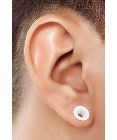 2PCS Silicone White Double Flared Saddle Stretcher Ear Tunnel Gauge Plug Earring Lobe Piercing Jewelry Pick Size F:2PCS-9/16 ...