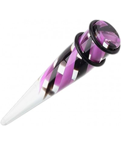 Pinstripe Swirls UV Acrylic Ear Stretching Taper 7/16" (11mm), Black/Purple $10.07 Body Jewelry