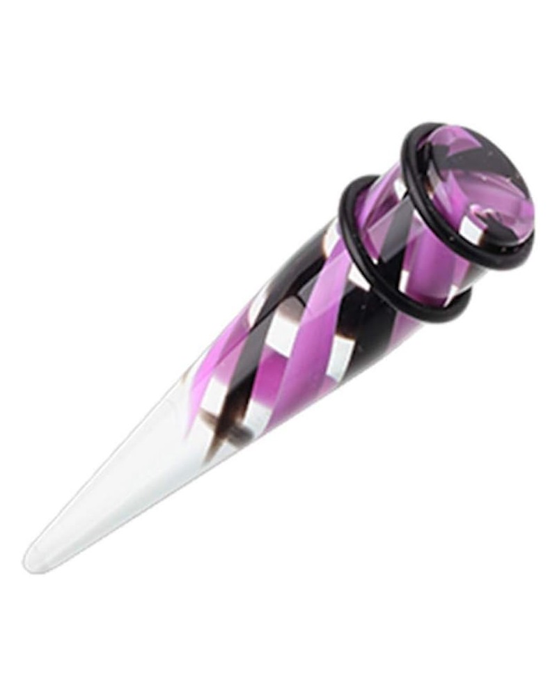 Pinstripe Swirls UV Acrylic Ear Stretching Taper 7/16" (11mm), Black/Purple $10.07 Body Jewelry